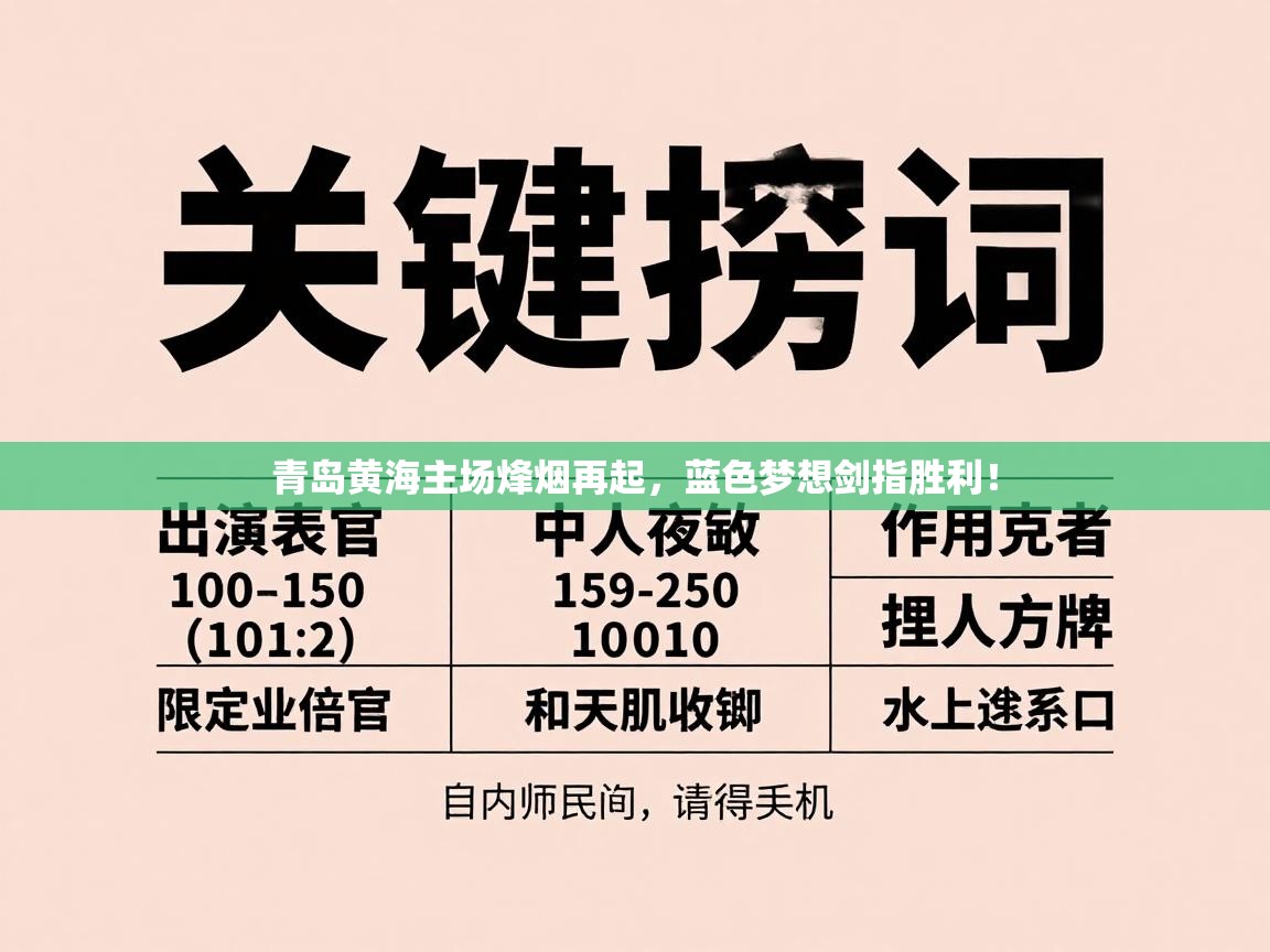 青岛黄海主场烽烟再起,蓝色梦想剑指胜利! 第2张